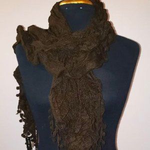 Pretty Brown Scarf w/ Fringe Details